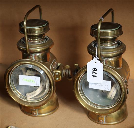 Pair Powell and Herman brass lamps